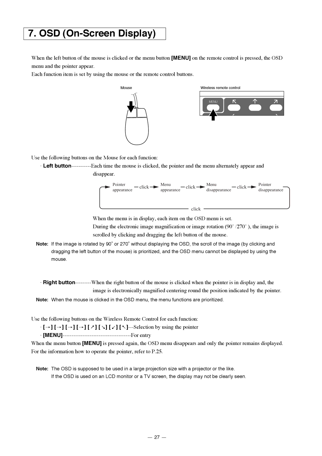 Elmo HV-7000SX instruction manual OSD On-Screen Display 