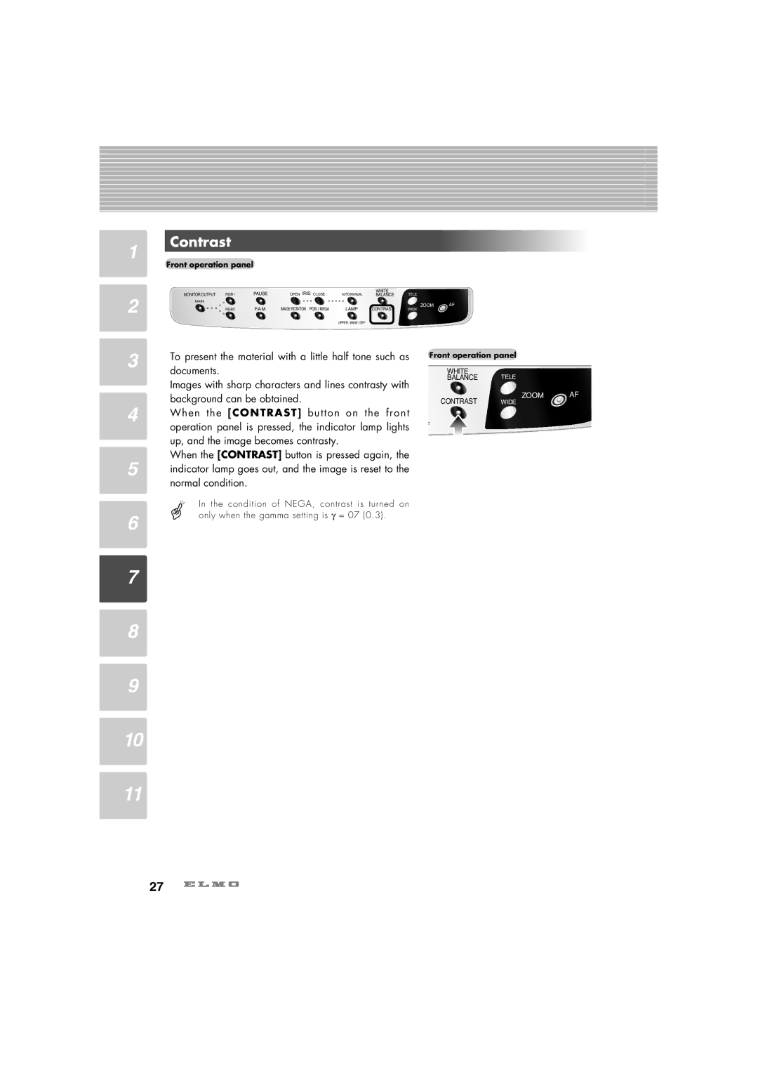 Elmo HV-7100SX instruction manual Contrast 