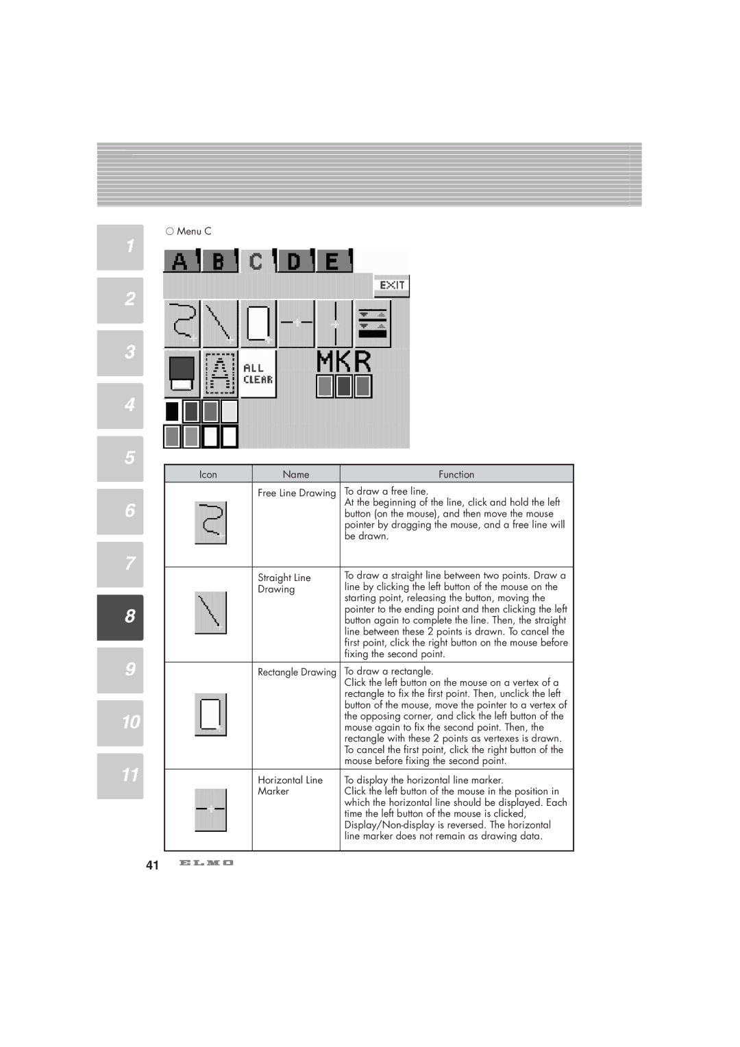 Elmo HV-7100SX Fixing the second point, To draw a rectangle, Click the left button on the mouse on a vertex of a 