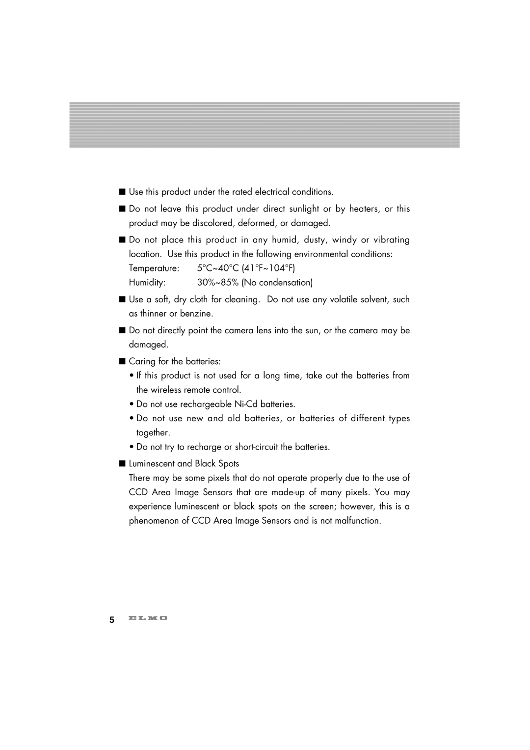 Elmo HV-7100SX instruction manual Before YOU USE 