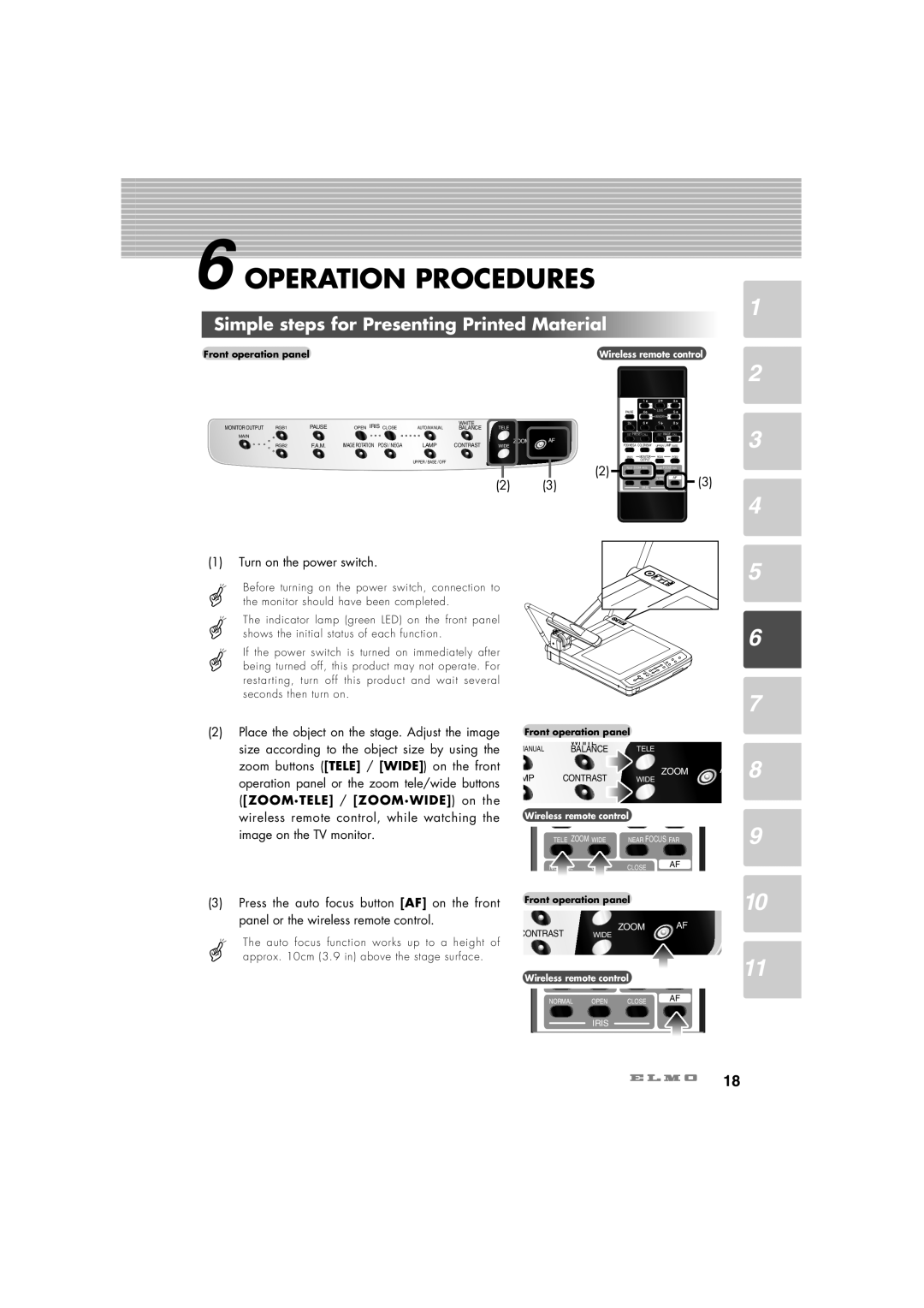 Elmo HV-7100SX instruction manual Operation Procedures, Simple steps for Presenting Printed Material 