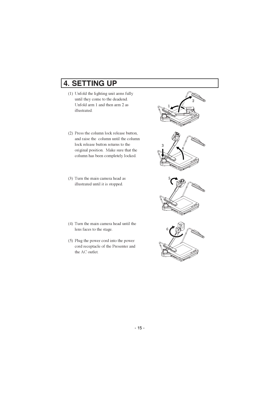 Elmo HV-8000SX instruction manual Setting UP 