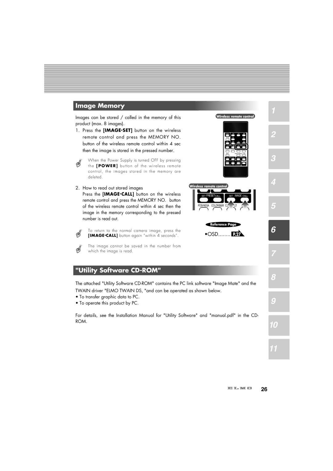 Elmo HV-C1000XG instruction manual Image Memory, Utility Software CD-ROM, How to read out stored images 