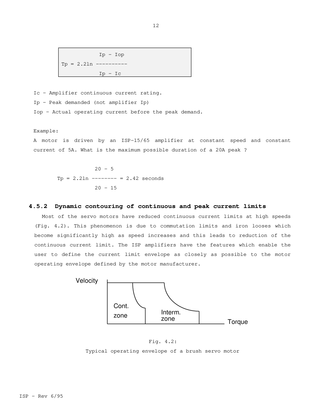 Elmo ISP manual Dynamic contouring of continuous and peak current limits 