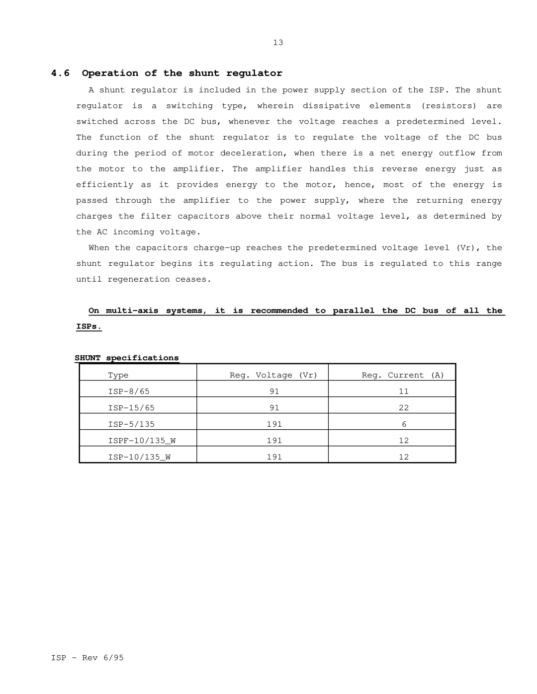 Elmo ISP manual Operation of the shunt regulator 