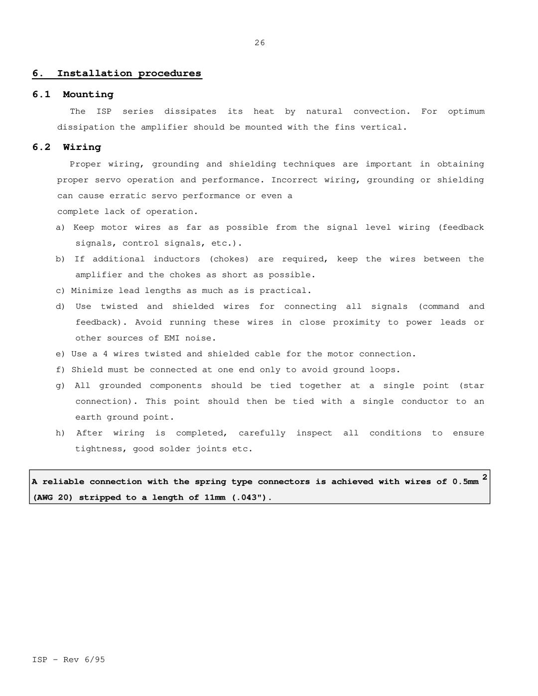 Elmo ISP manual Installation procedures Mounting, Wiring 