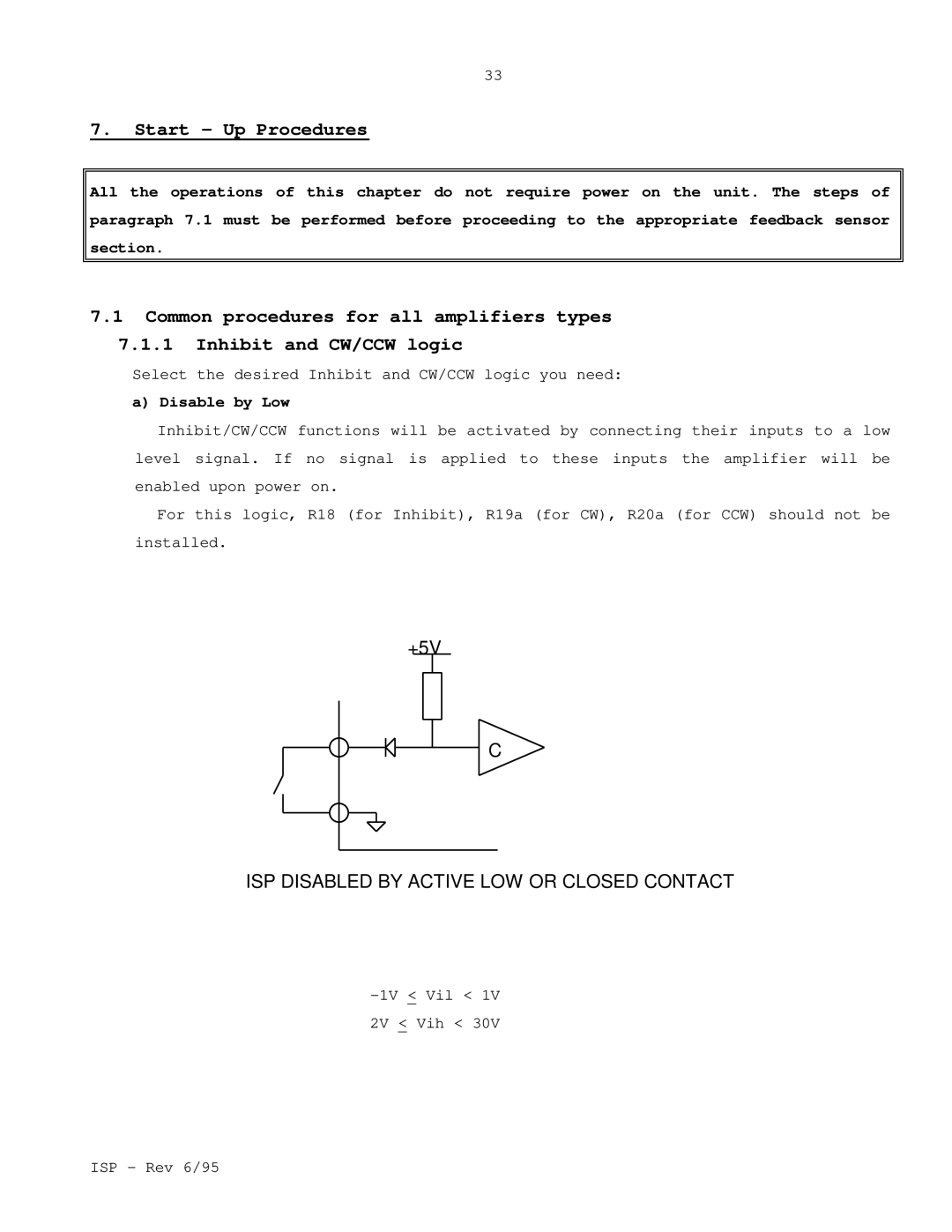 Elmo ISP manual Start Up Procedures, Disable by Low 