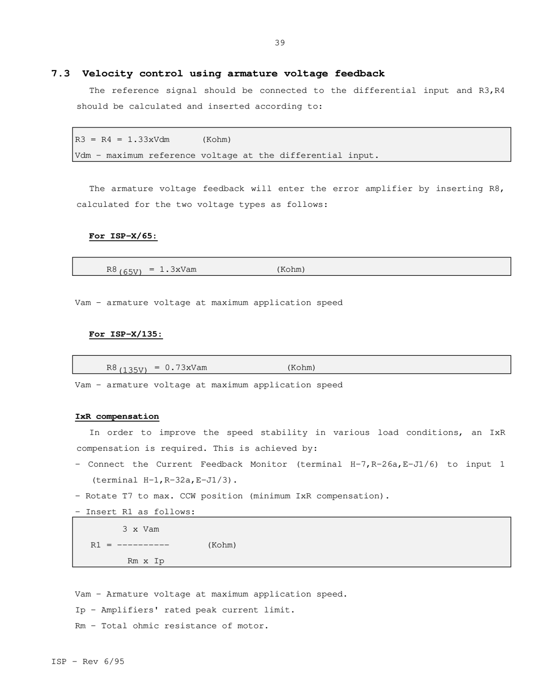 Elmo manual For ISP-X/65, For ISP-X/135, IxR compensation 