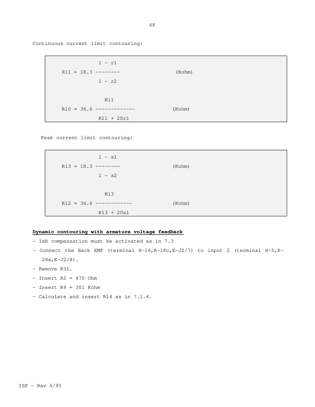 Elmo ISP manual Dynamic contouring with armature voltage feedback 