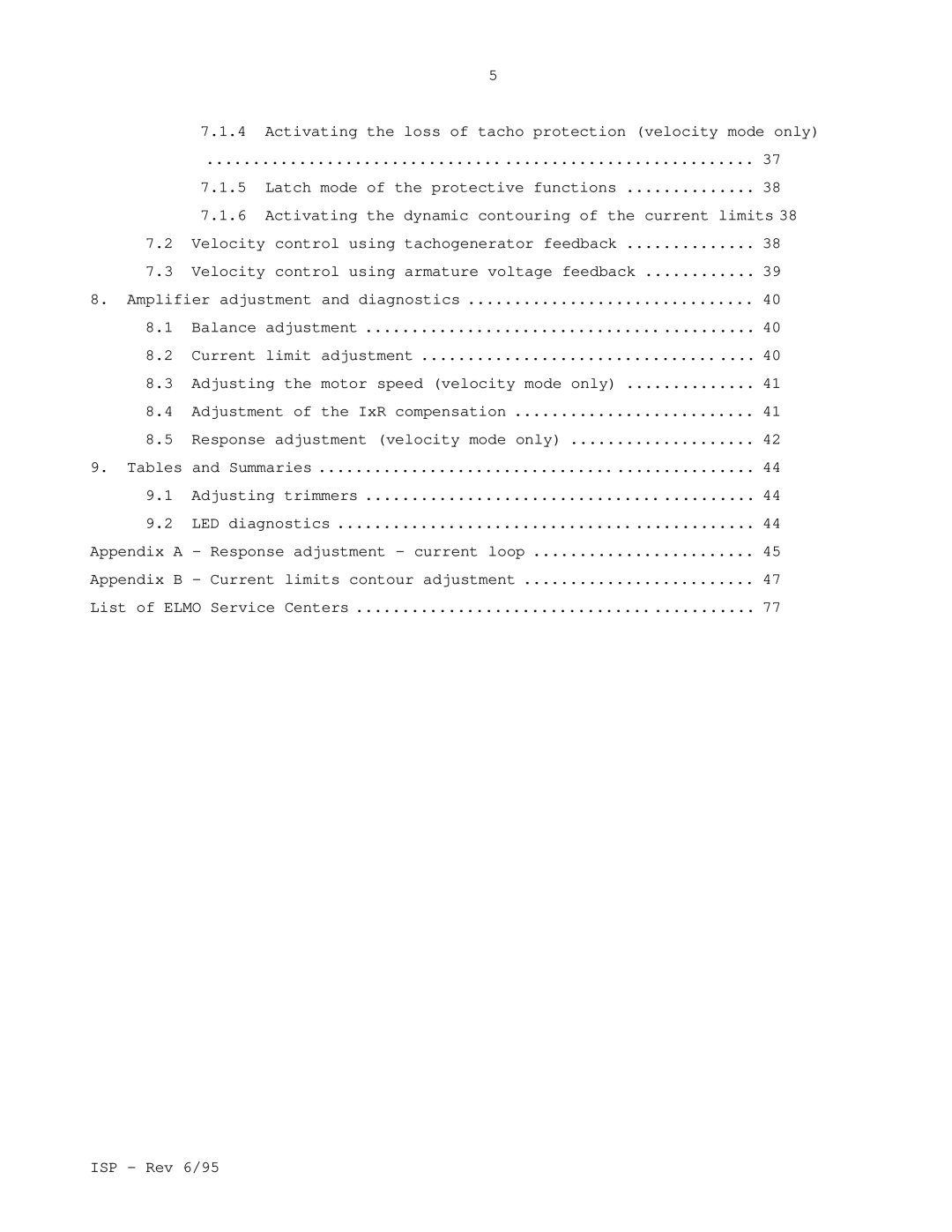 Elmo ISP manual Balance adjustment Current limit adjustment 