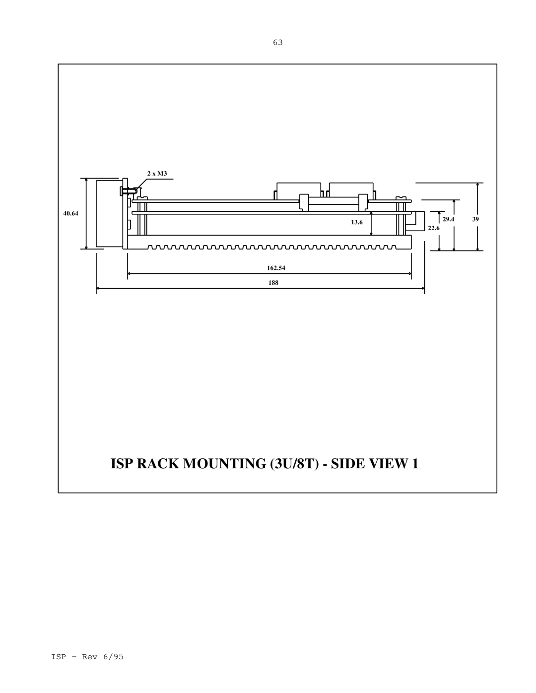 Elmo manual ISP Rack Mounting 3U/8T Side View 