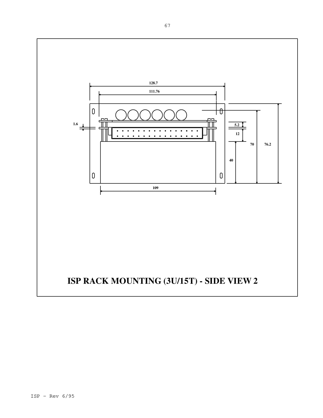 Elmo manual ISP Rack Mounting 3U/15T Side View 