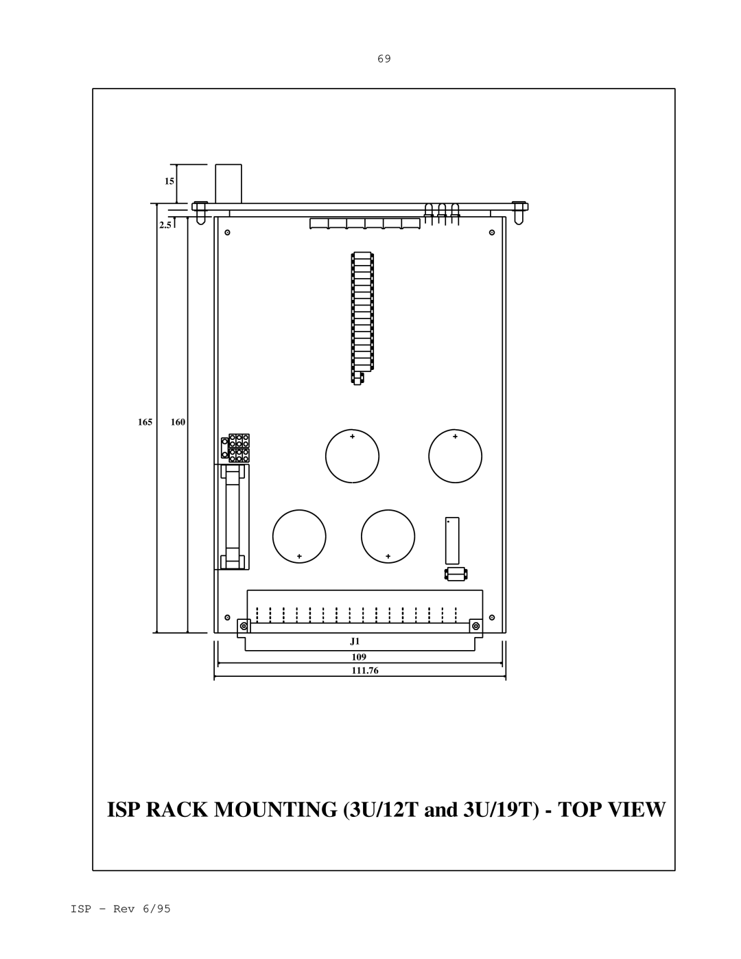 Elmo manual ISP Rack Mounting 3U/12T and 3U/19T TOP View 