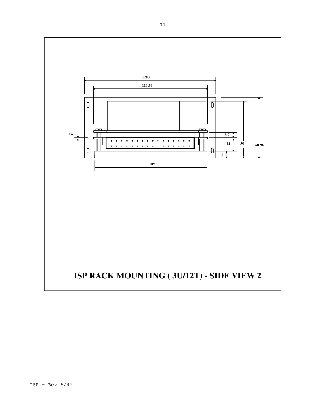 Elmo manual ISP Rack Mounting 3U/12T Side View 