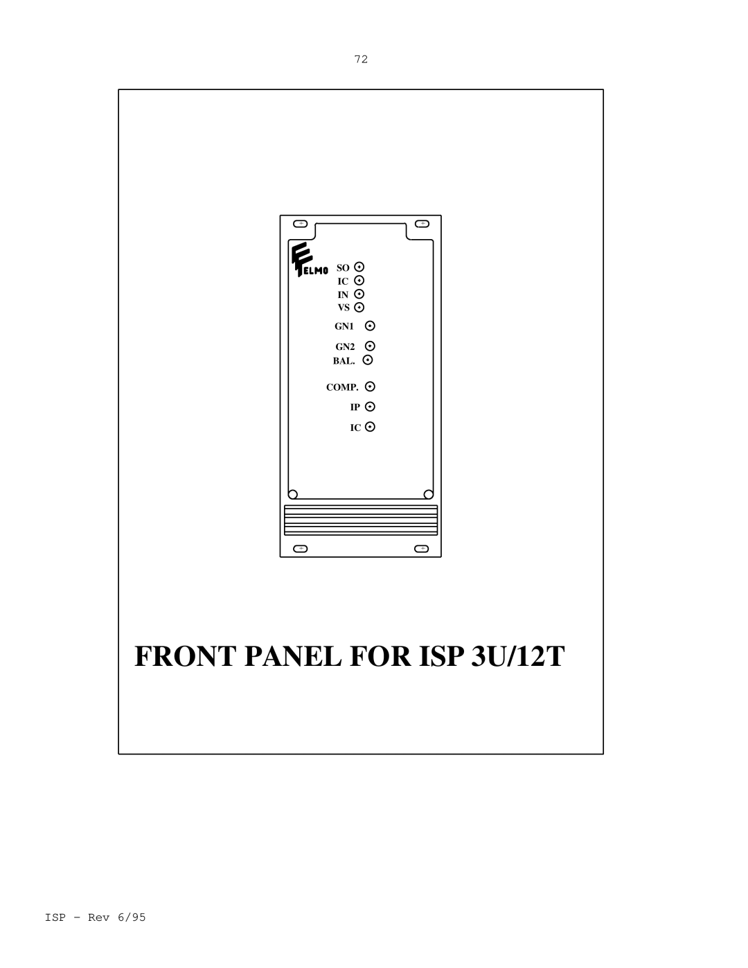 Elmo manual Front Panel for ISP 3U/12T 