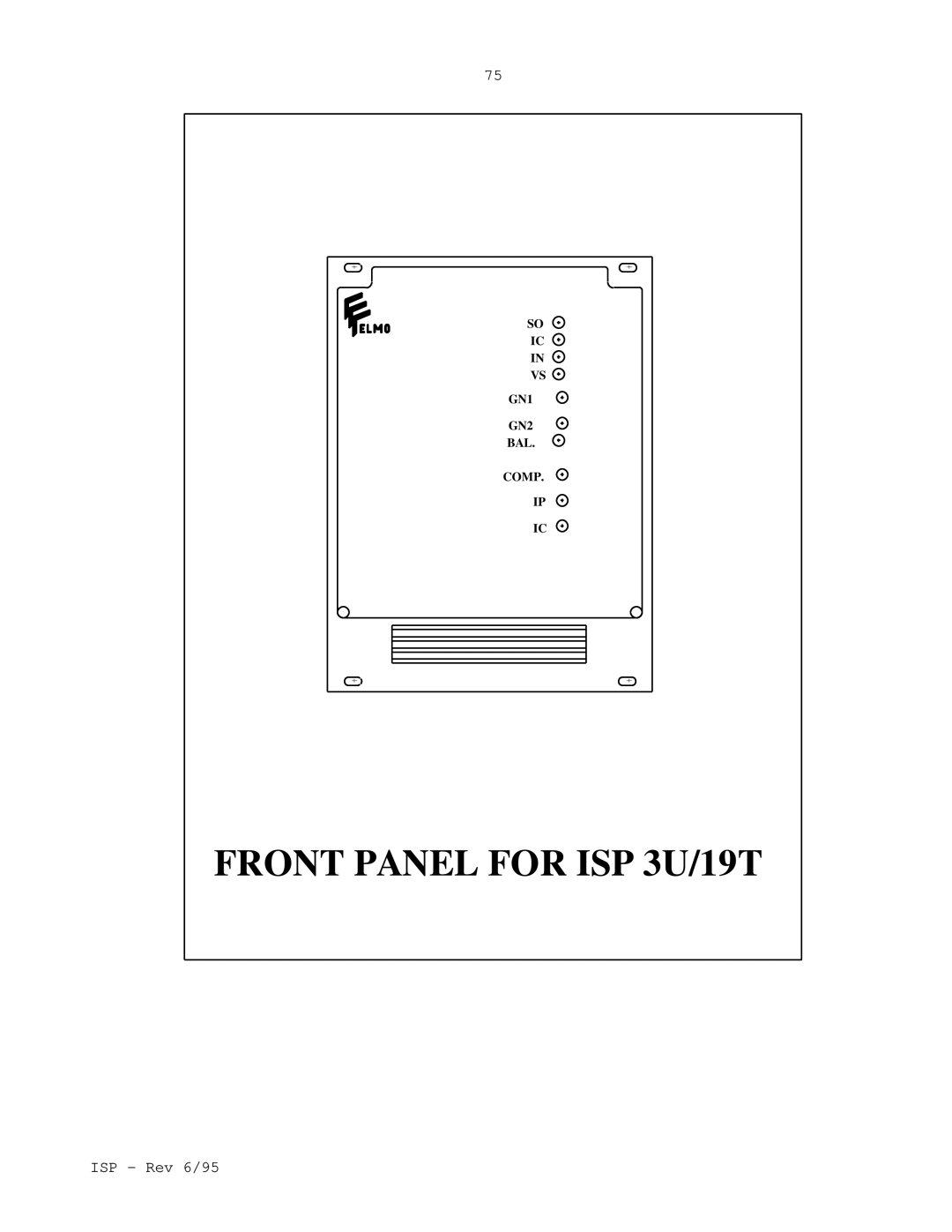 Elmo manual Front Panel for ISP 3U/19T 