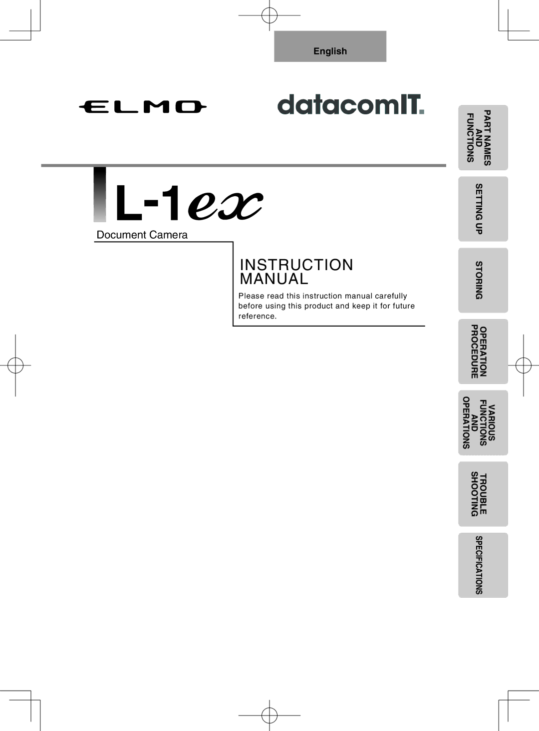 Elmo L-1EX instruction manual Instruction Manual 