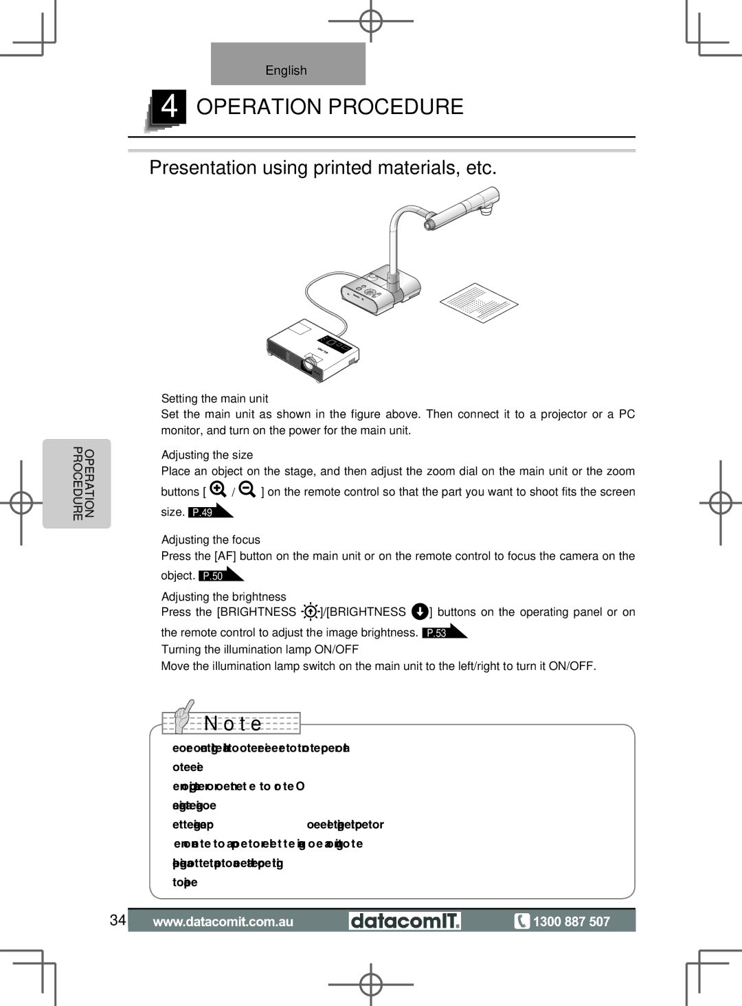 Elmo L-1EX instruction manual Operation Procedure 