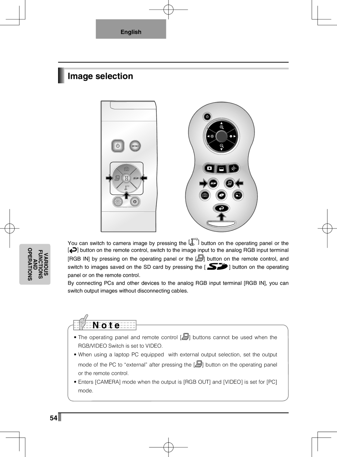 Elmo L-1EX instruction manual Image selection 