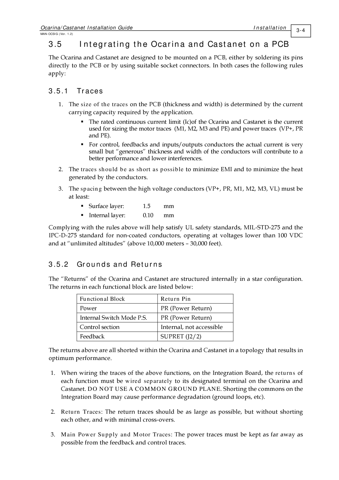 Elmo MAN-OCSIG (Ver. 1.2) manual Traces, Grounds and Returns, Functional Block Return Pin, Supret J2/2 