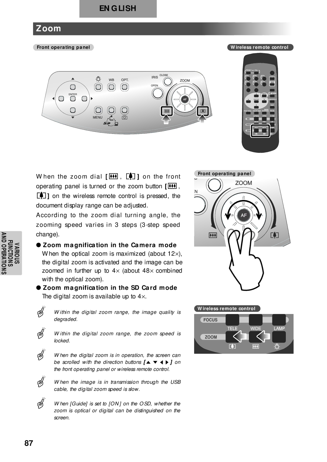 Elmo p10 instruction manual Zoom 