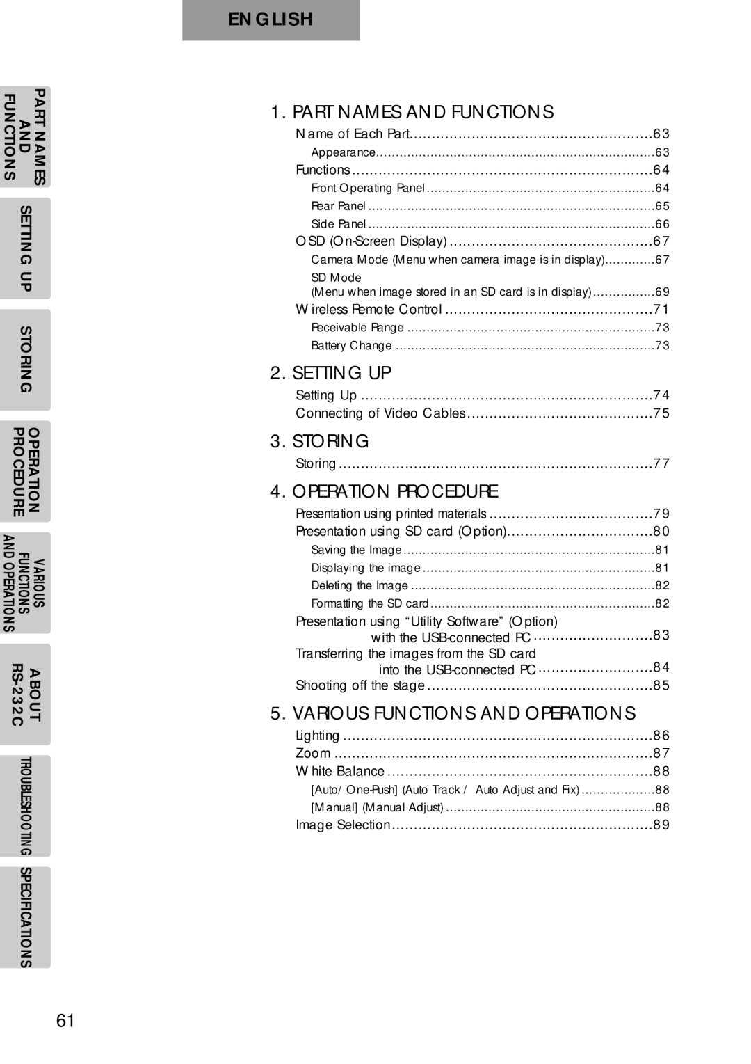 Elmo p10 instruction manual Contents 