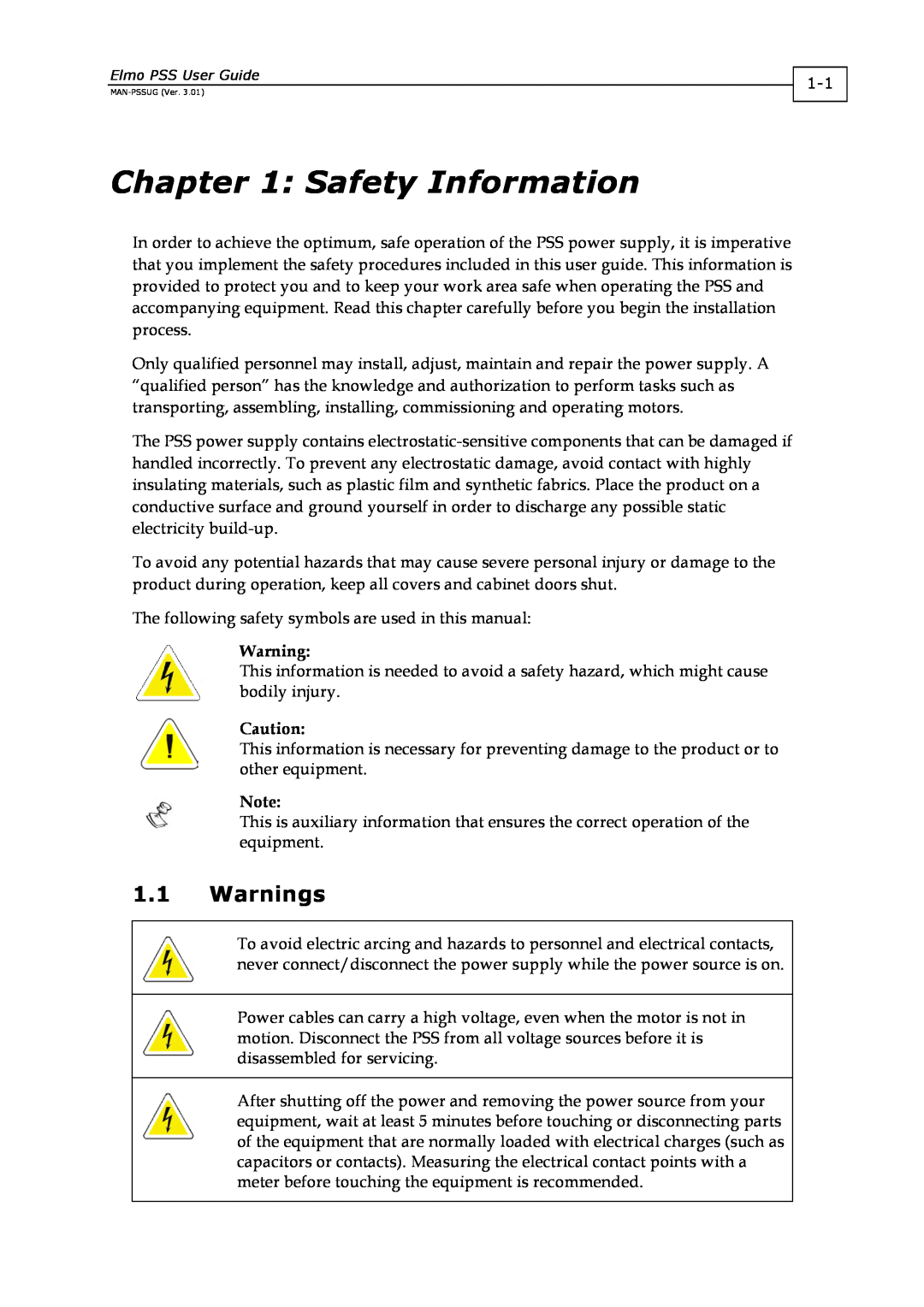 Elmo PSS 3U, PSS 6U manual Safety Information, Warnings 