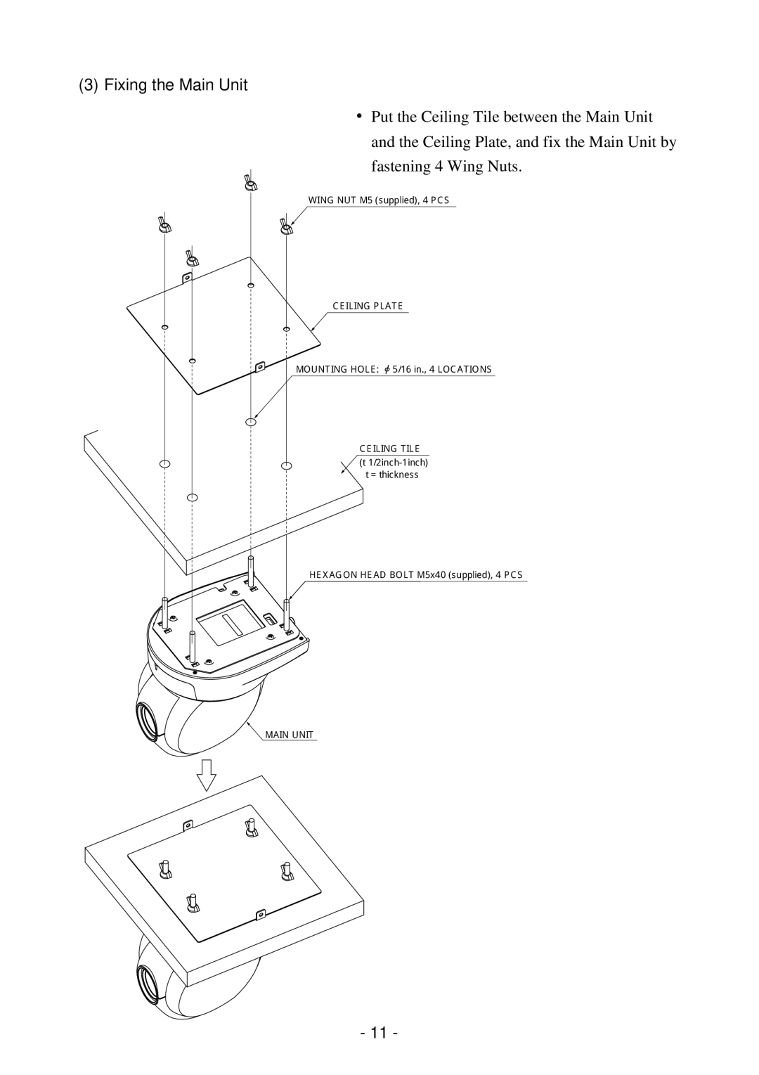 Elmo PTC-200C instruction manual Fixing the Main Unit, Ceiling Plate 