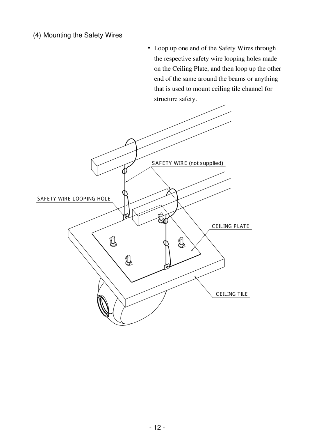 Elmo PTC-200C instruction manual Mounting the Safety Wires 