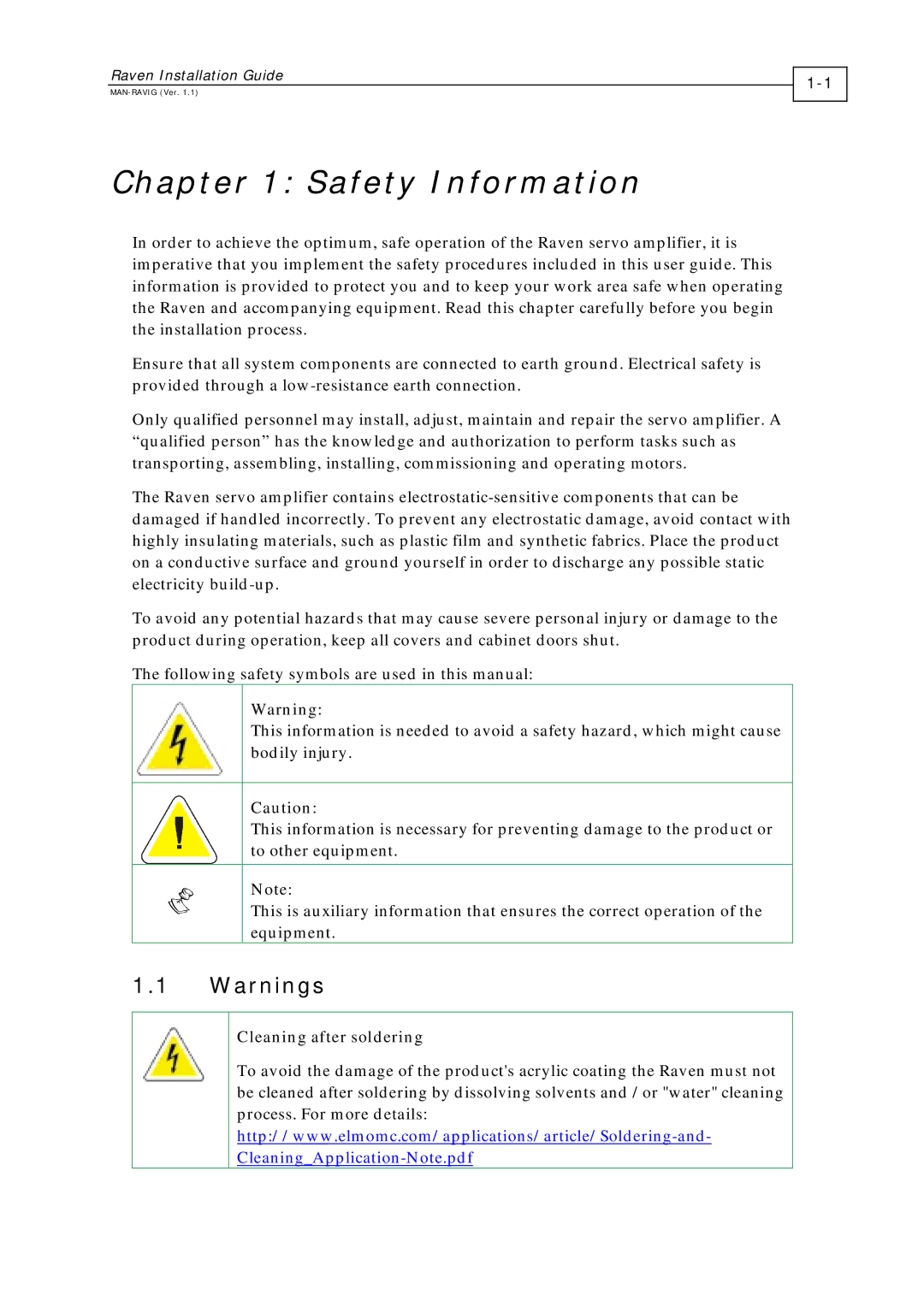 Elmo EXTRA IQ RAVEN, RAV-25/60 manual Safety Information, Cleaning after soldering 