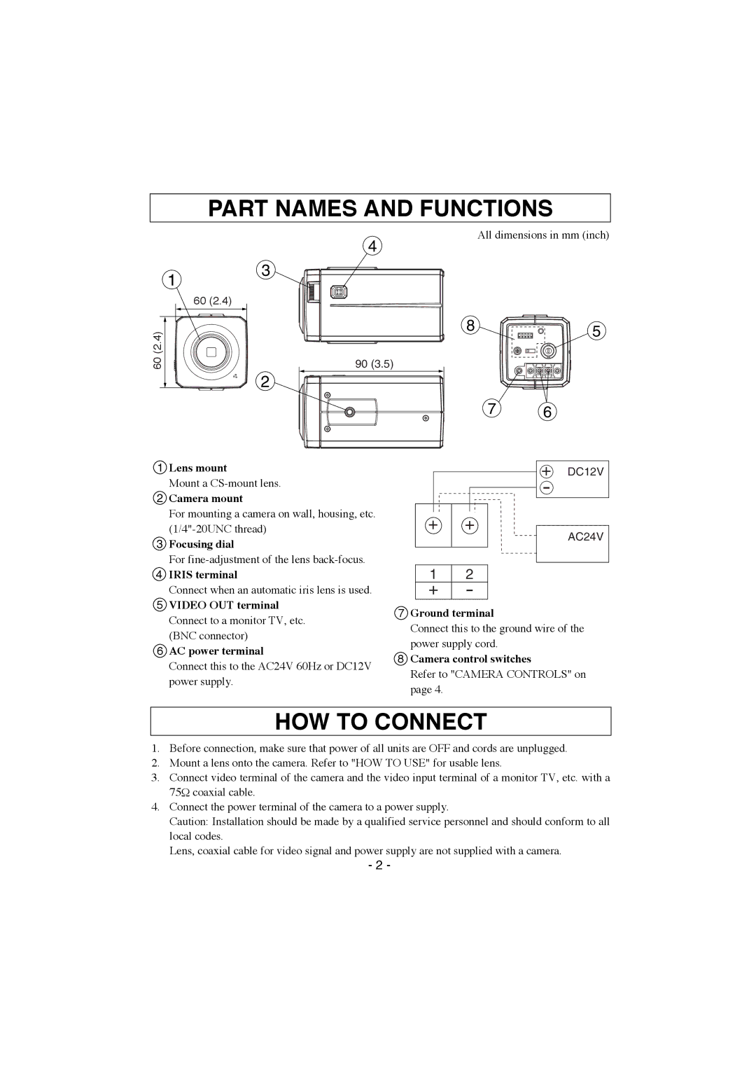 Elmo TEB4404 instruction manual Part Names and Functions, HOW to Connect 