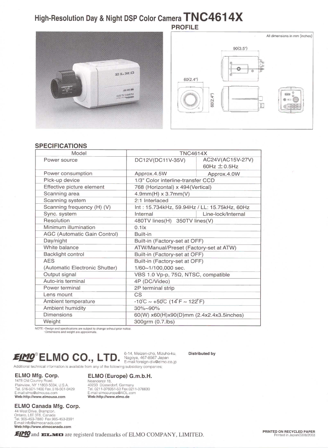 Elmo TNC4614X manual 