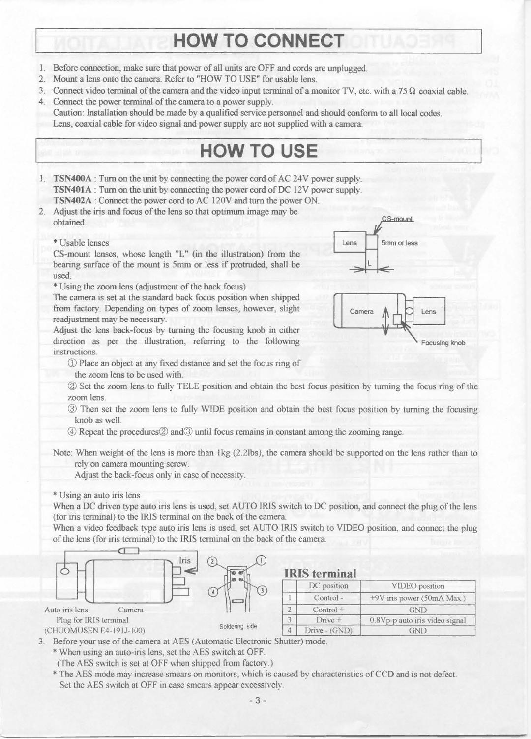 Elmo TSN401A, TSN402A, TSN400A manual 