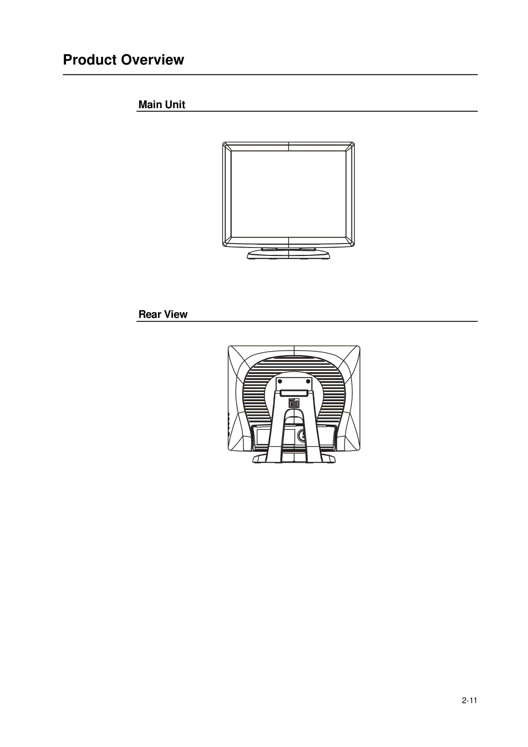 Elo TouchSystems 1000 Series manual Product Overview, Main Unit Rear View 