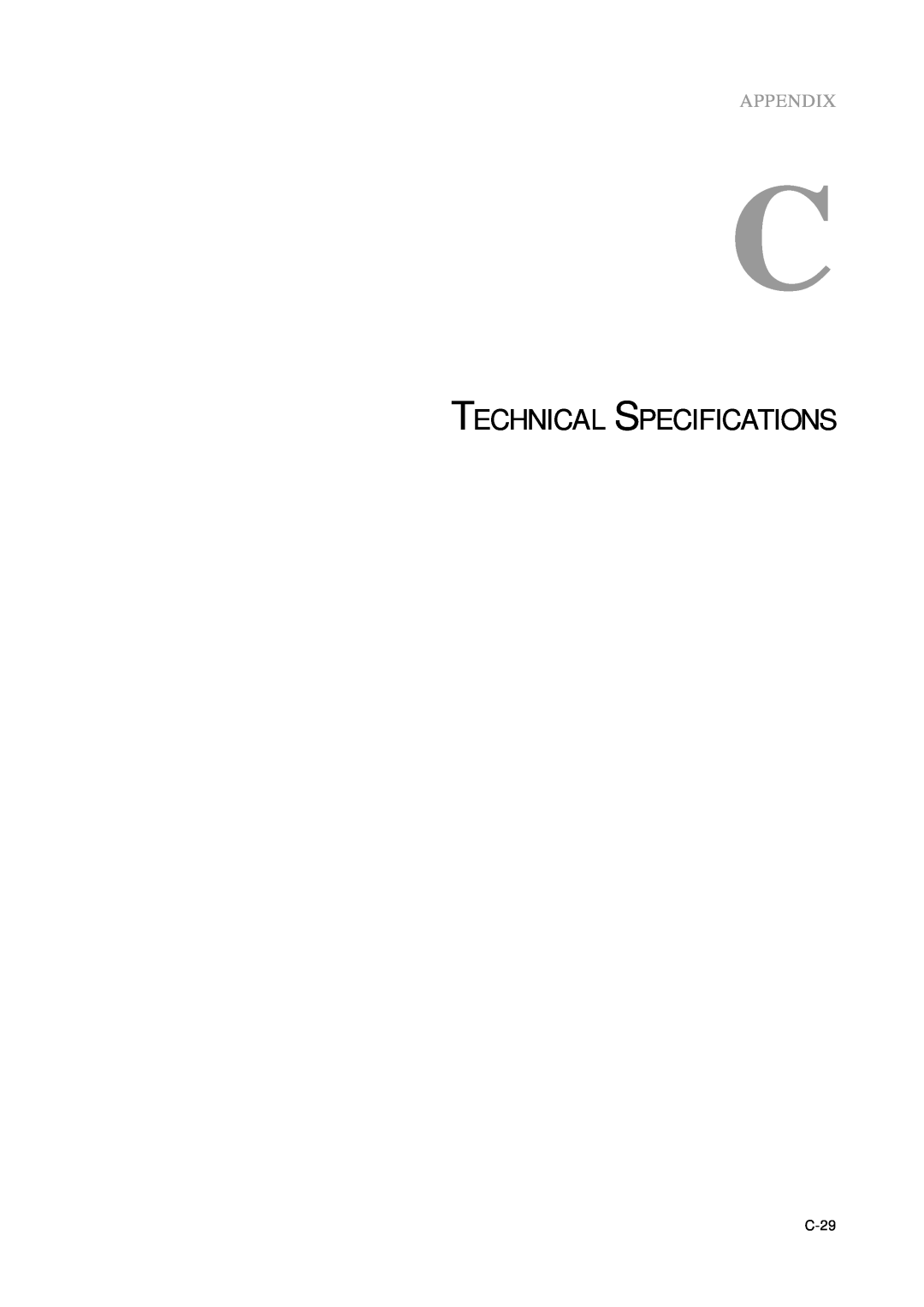 Elo TouchSystems 1000 Series manual Technical Specifications, Appendix, C-29 