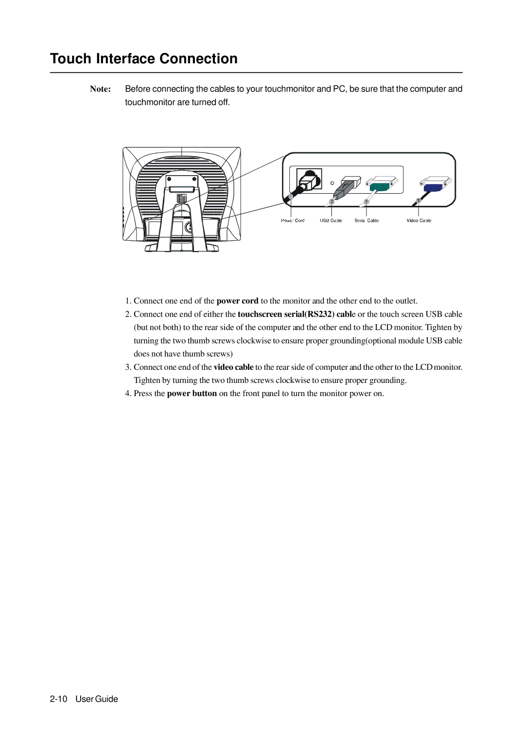 Elo TouchSystems 1000 manual Touch Interface Connection 