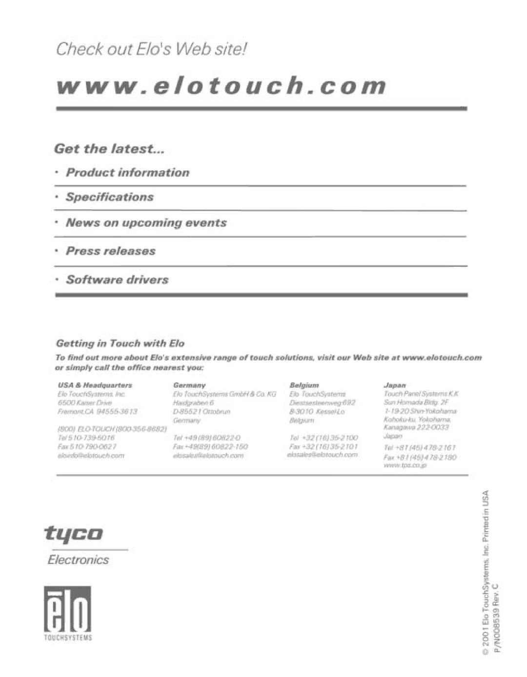 Elo TouchSystems 1220L manual 