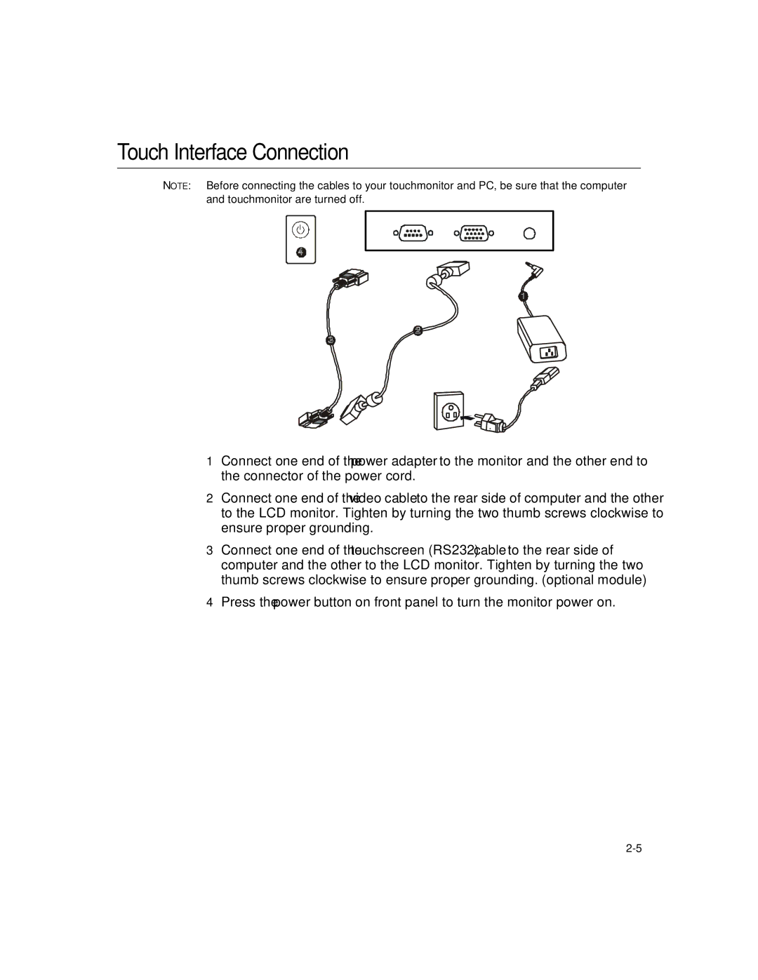 Elo TouchSystems 1224L manual Touch Interface Connection 