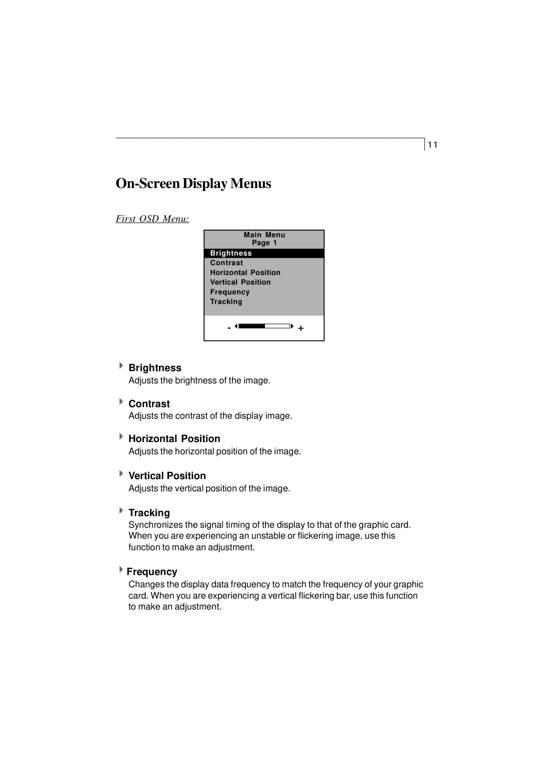 Elo TouchSystems 1228L, 1225L manual On-Screen Display Menus, Tracking 