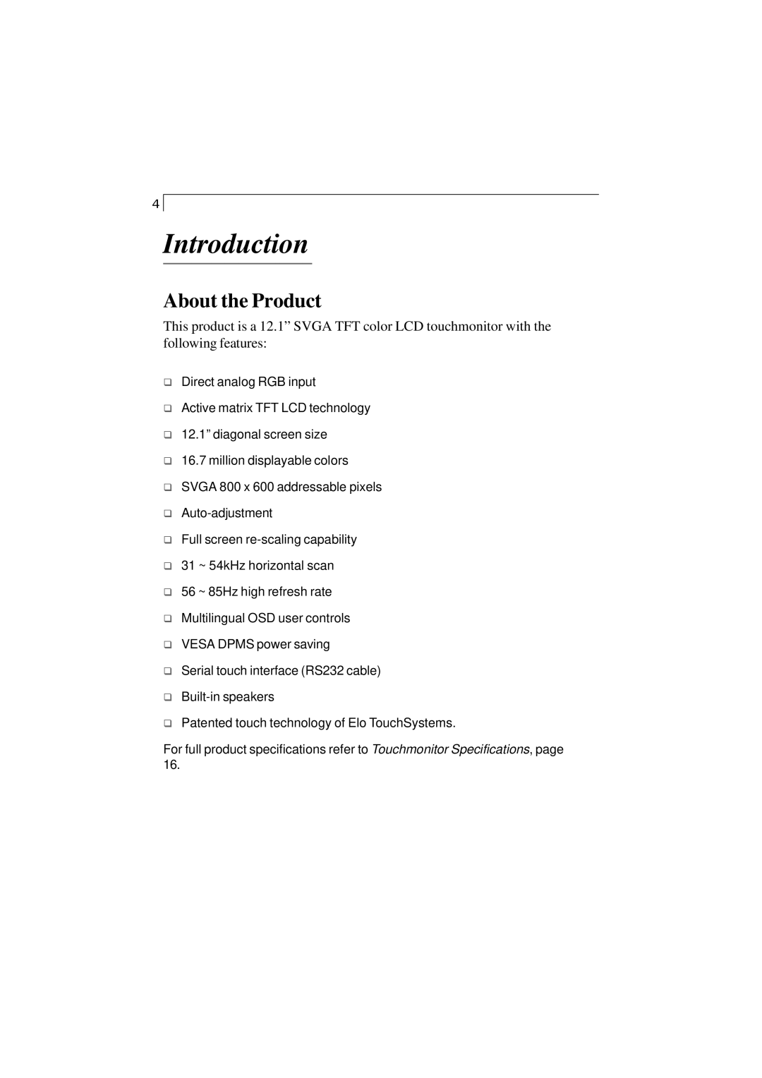 Elo TouchSystems 1225L, 1228L manual Introduction, About the Product 