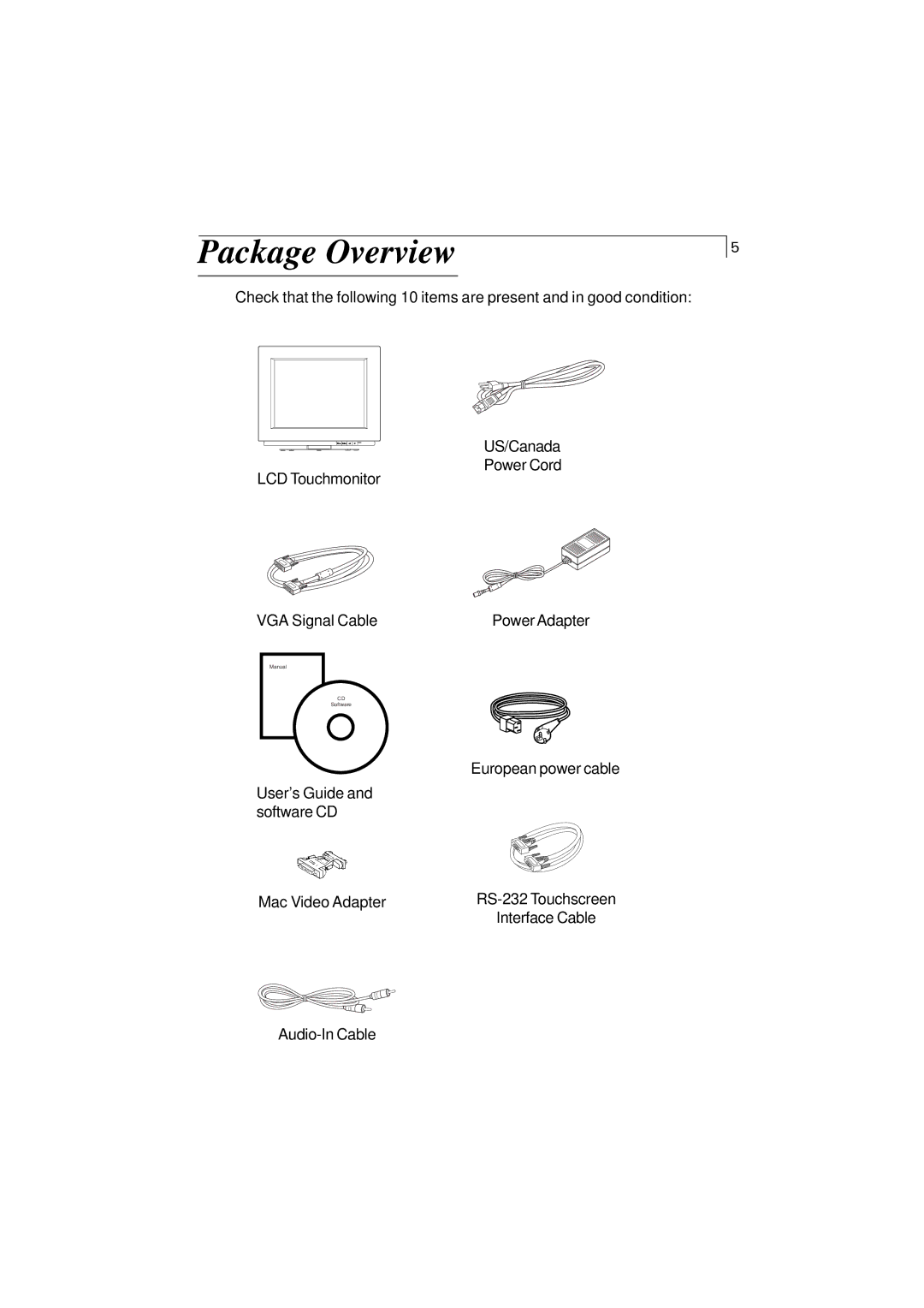 Elo TouchSystems 1228L, 1225L manual Package Overview 