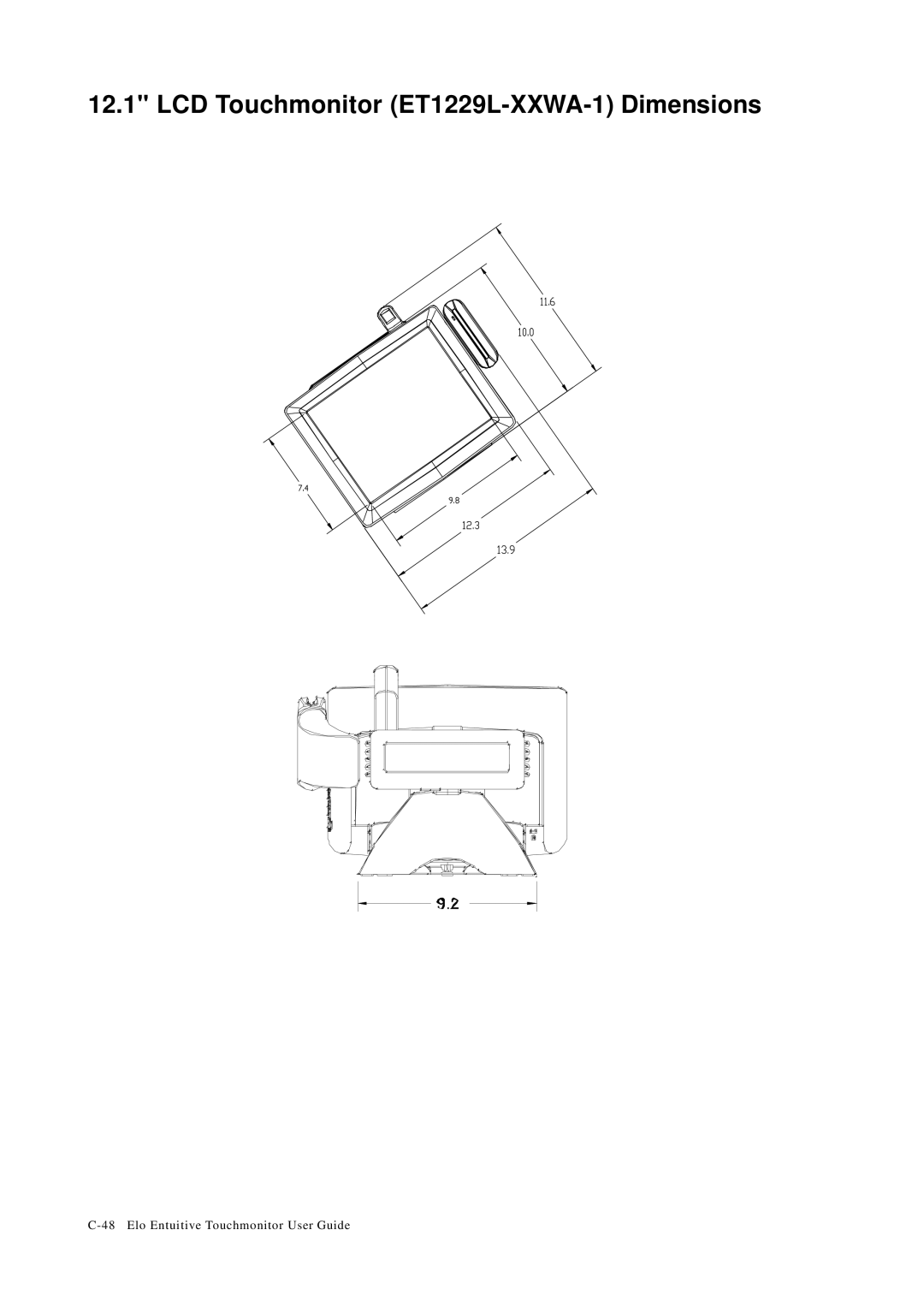 Elo TouchSystems 1229L(WWW) manual LCD Touchmonitor ET1229L-XXWA-1 Dimensions 