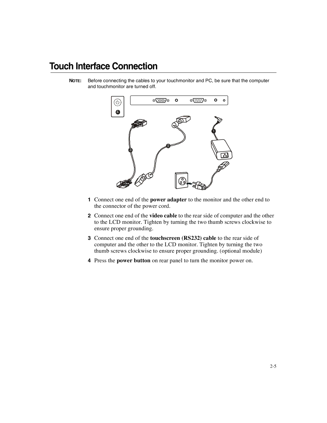 Elo TouchSystems 1247L manual Touch Interface Connection 