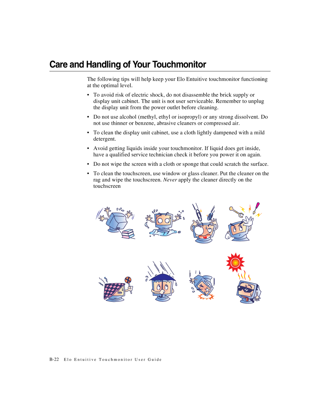 Elo TouchSystems 1247L manual Care and Handling of Your Touchmonitor 