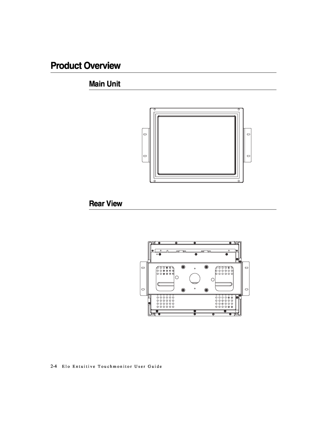 Elo TouchSystems 1247L manual Product Overview, Main Unit Rear View 