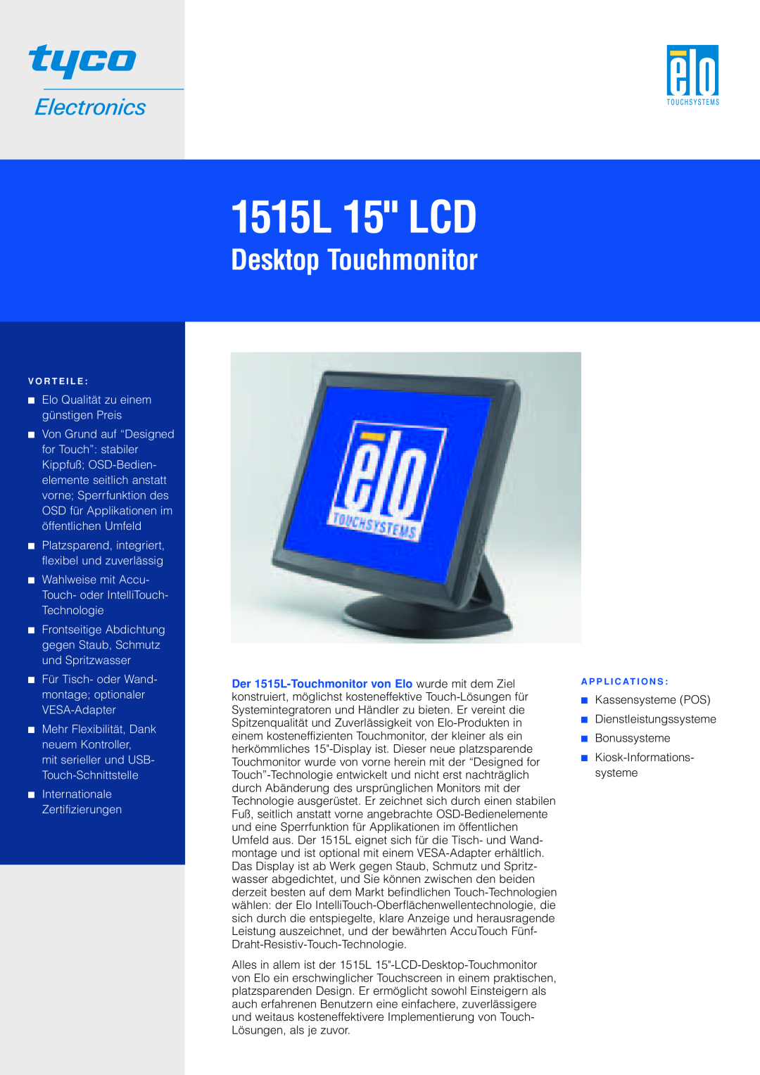 Elo TouchSystems manual 1515L 15 LCD, Desktop Touchmonitor, Elo Qualität zu einem günstigen Preis 