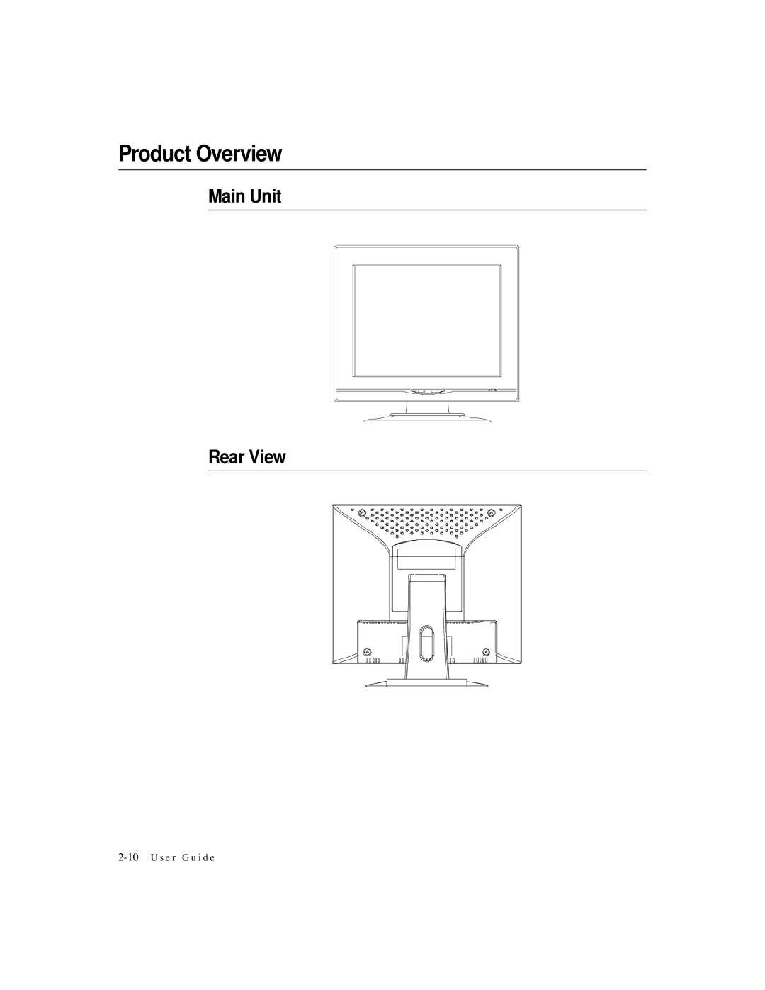 Elo TouchSystems 1524L Series manual Product Overview, Main Unit Rear View 