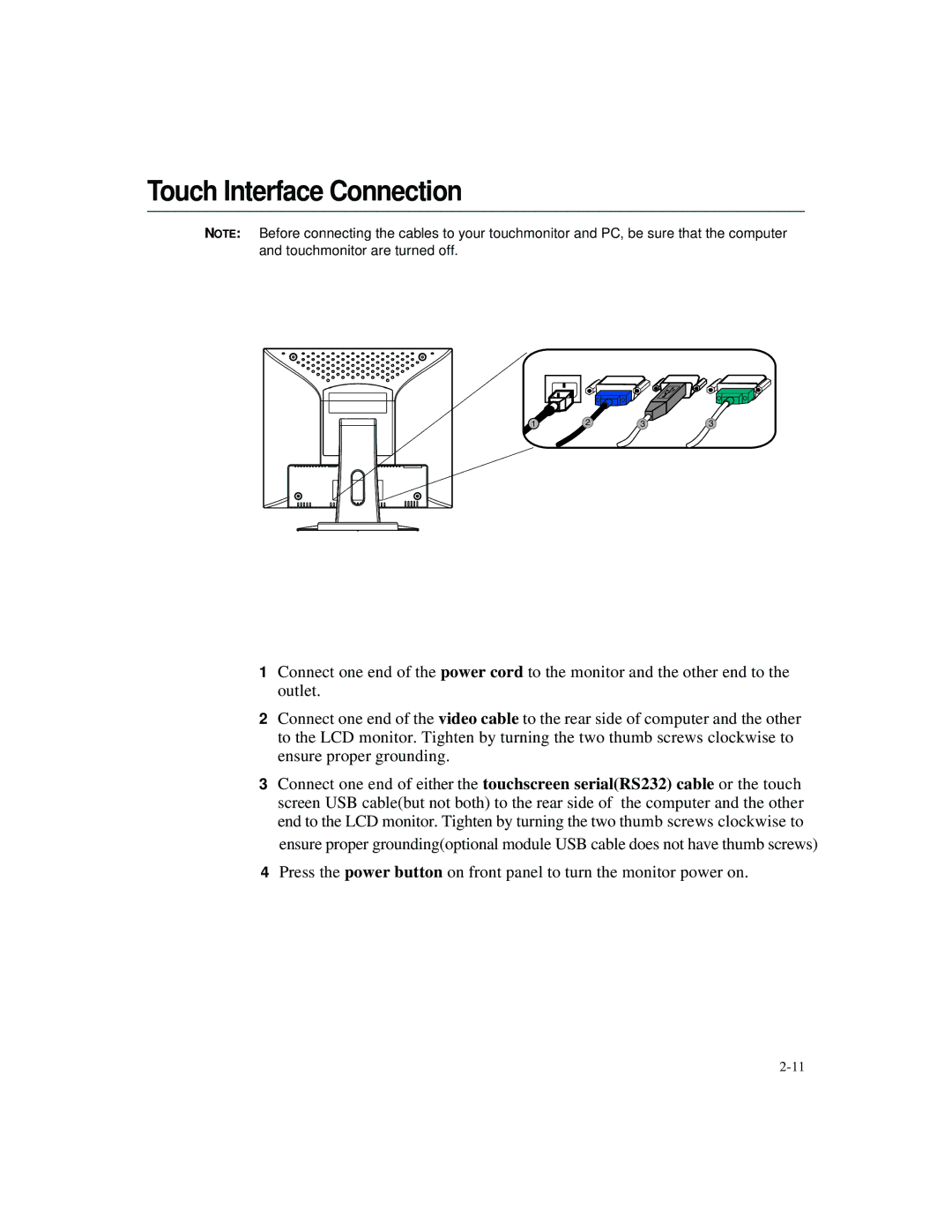 Elo TouchSystems 1524L Series manual Touch Interface Connection 