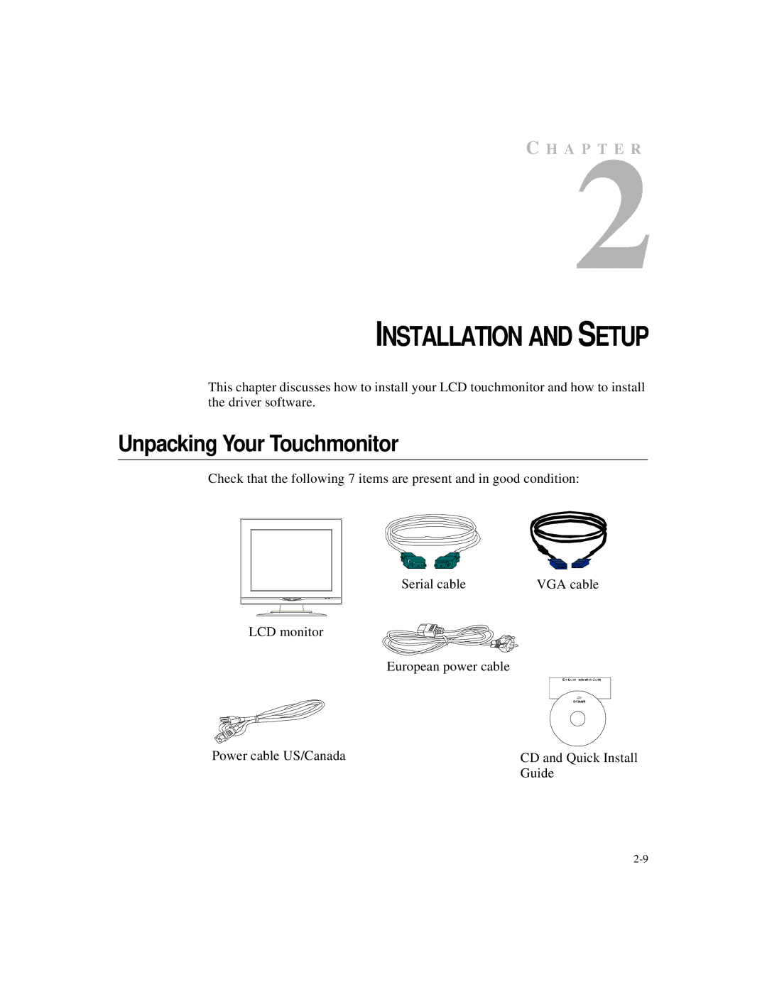 Elo TouchSystems 1524L manual Installation and Setup, Unpacking Your Touchmonitor 