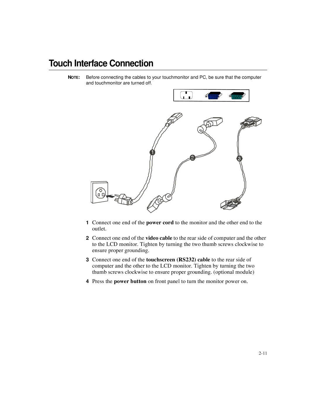 Elo TouchSystems 1524L manual Touch Interface Connection 